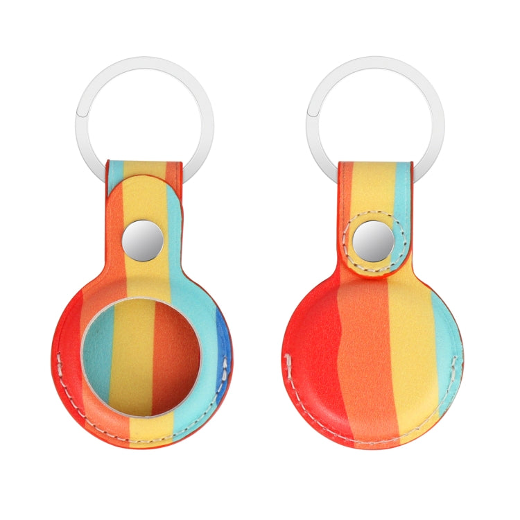 Rainbow Anti-scratch PU Shockproof Protective Cover Case with Keychain Ring Loop For AirTag