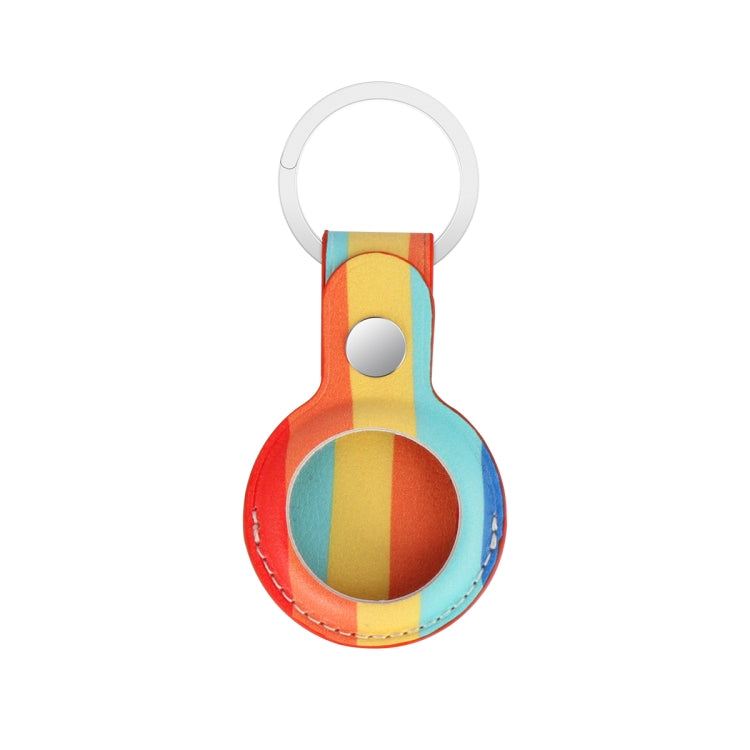 Rainbow Anti-scratch PU Shockproof Protective Cover Case with Keychain Ring Loop For AirTag