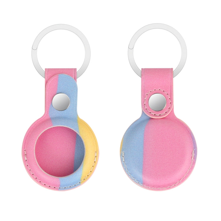 Rainbow Anti-scratch PU Shockproof Protective Cover Case with Keychain Ring Loop For AirTag