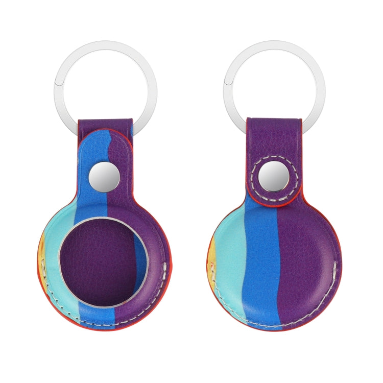 Rainbow Anti-scratch PU Shockproof Protective Cover Case with Keychain Ring Loop For AirTag