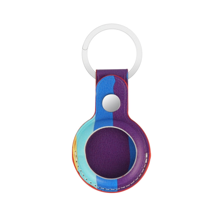 Rainbow Anti-scratch PU Shockproof Protective Cover Case with Keychain Ring Loop For AirTag