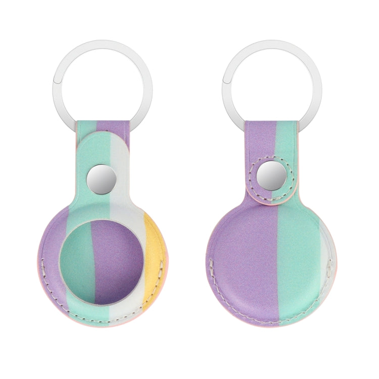 Rainbow Anti-scratch PU Shockproof Protective Cover Case with Keychain Ring Loop For AirTag