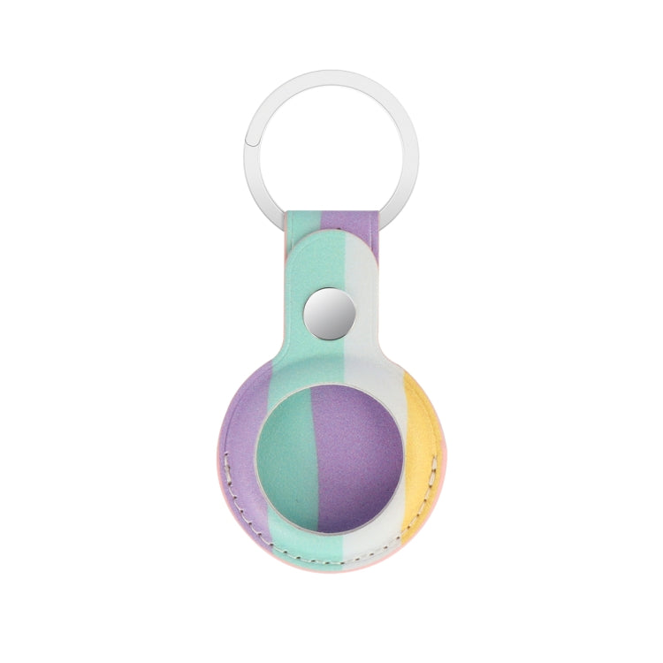 Rainbow Anti-scratch PU Shockproof Protective Cover Case with Keychain Ring Loop For AirTag