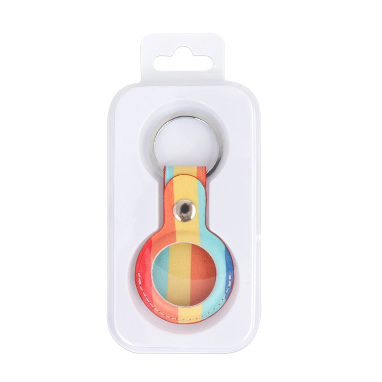Rainbow Anti-scratch PU Shockproof Protective Cover Case with Keychain Ring Loop For AirTag