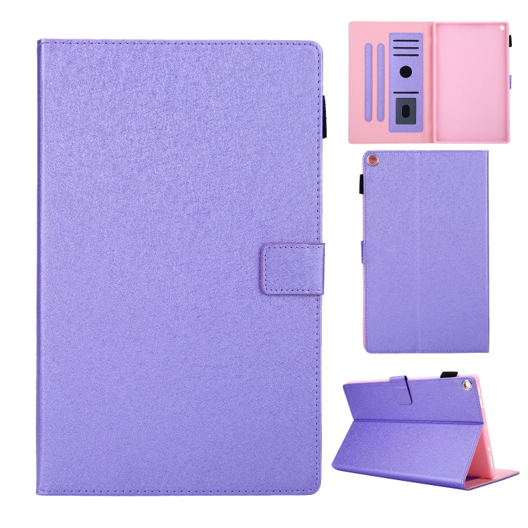 Hair Silky Texture Solid Color Horizontal Flip Leather Case with Holder & Card Slots & Photo Frame & Anti-Skid Strip For Amazon Kindle Fire HD10 2015 / 2017 / 2019