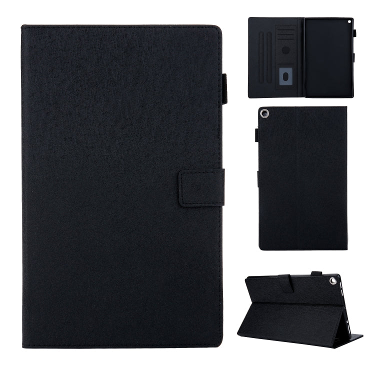 Hair Silky Texture Solid Color Horizontal Flip Leather Case with Holder & Card Slots & Photo Frame & Anti-Skid Strip For Amazon Kindle Fire HD10 2015 / 2017 / 2019