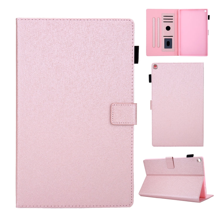 Hair Silky Texture Solid Color Horizontal Flip Leather Case with Holder & Card Slots & Photo Frame & Anti-Skid Strip For Amazon Kindle Fire HD10 2015 / 2017 / 2019