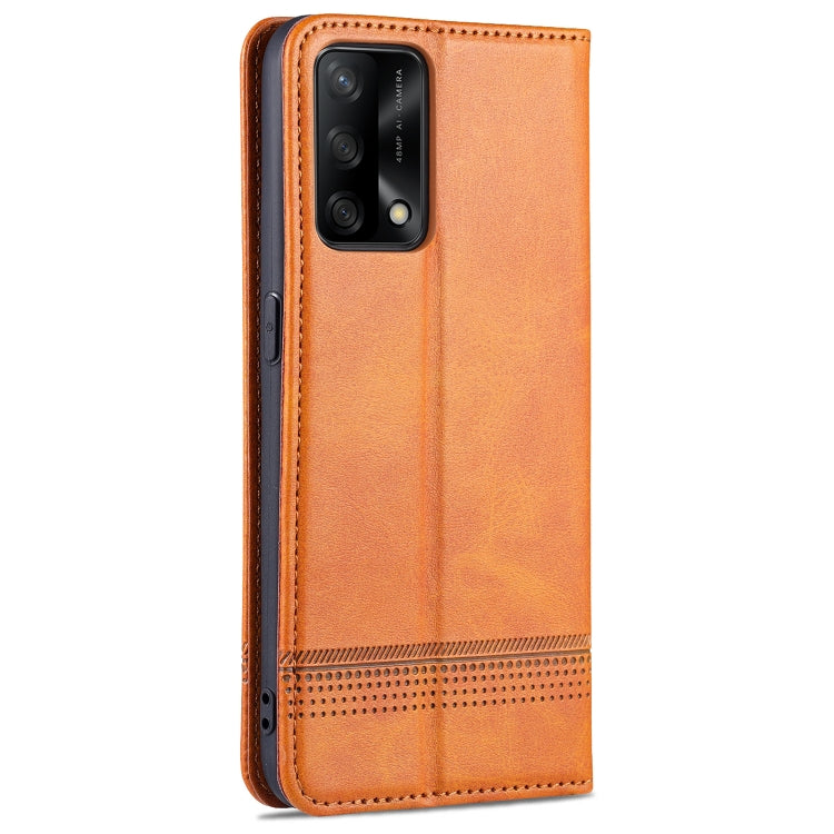 For OPPO A74 4G / F19 AZNS Magnetic Calf Texture Horizontal Flip Leather Case with Card Slots & Holder & Wallet