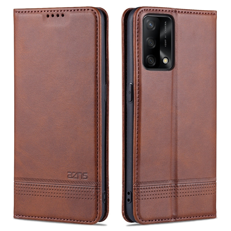 For OPPO A74 4G / F19 AZNS Magnetic Calf Texture Horizontal Flip Leather Case with Card Slots & Holder & Wallet