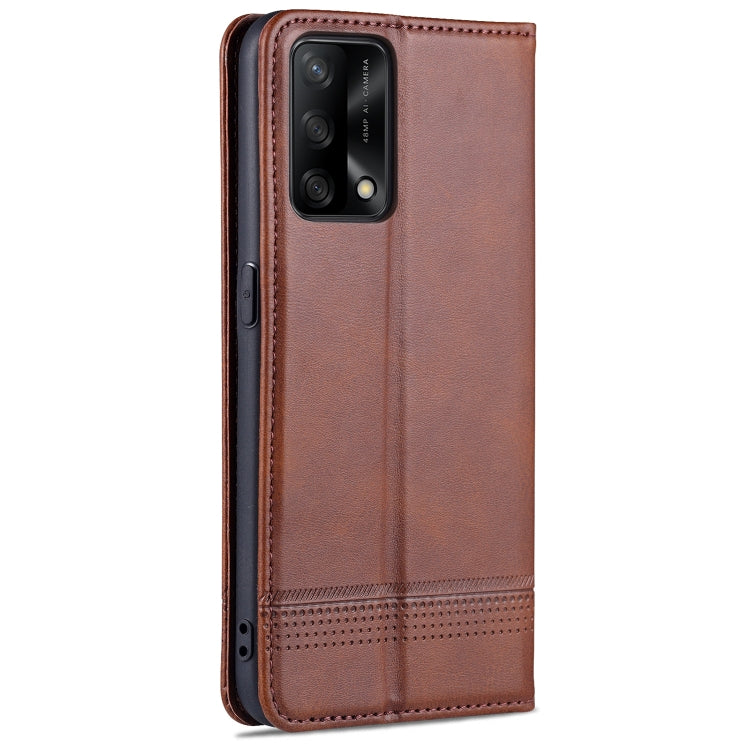 For OPPO A74 4G / F19 AZNS Magnetic Calf Texture Horizontal Flip Leather Case with Card Slots & Holder & Wallet