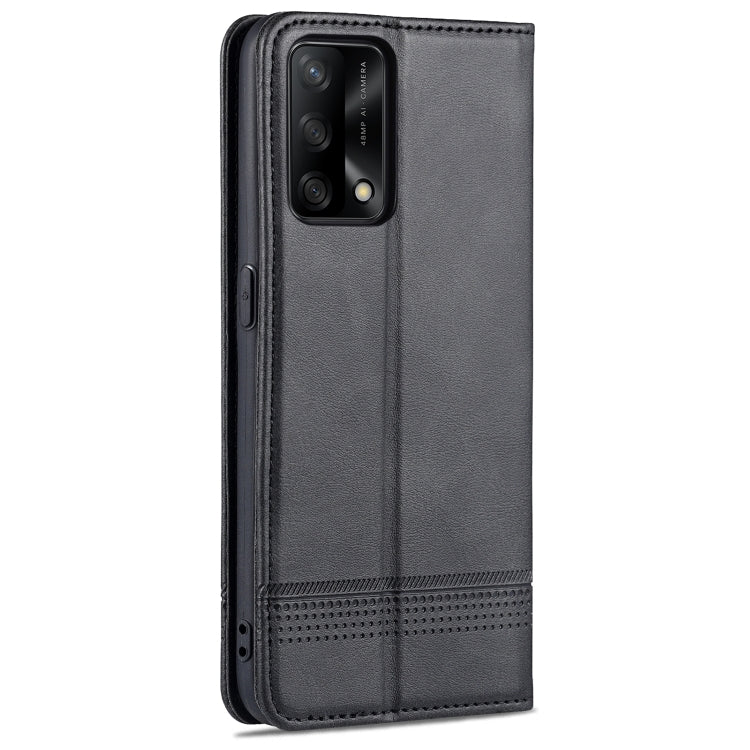 For OPPO A74 4G / F19 AZNS Magnetic Calf Texture Horizontal Flip Leather Case with Card Slots & Holder & Wallet