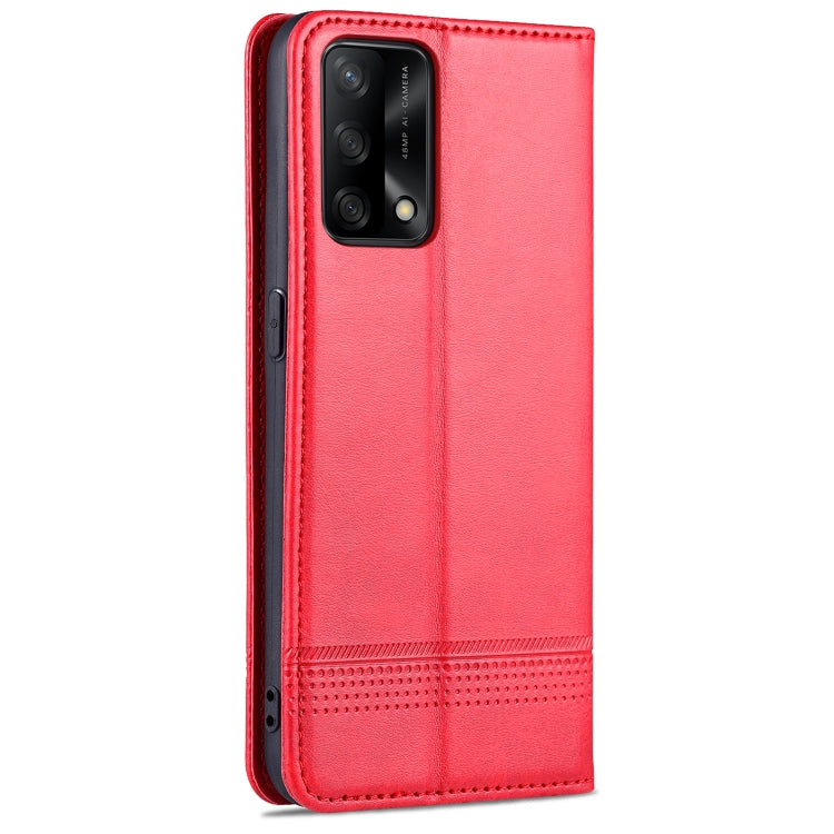 For OPPO A74 4G / F19 AZNS Magnetic Calf Texture Horizontal Flip Leather Case with Card Slots & Holder & Wallet