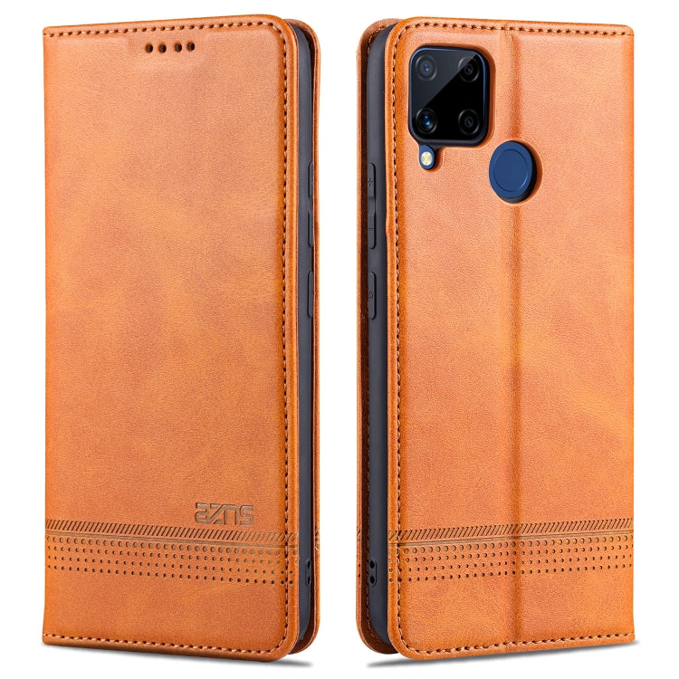 For OPPO Realme C15 / C12 / C25 / Narzo 30A AZNS Magnetic Calf Texture Horizontal Flip Leather Case with Card Slots & Holder & Wallet