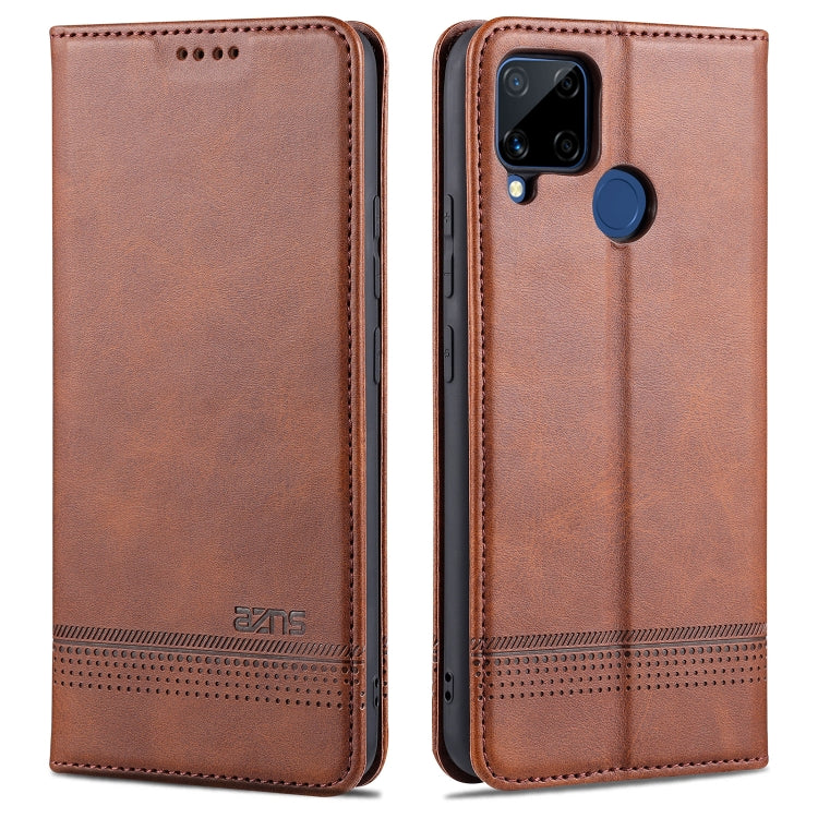 For OPPO Realme C15 / C12 / C25 / Narzo 30A AZNS Magnetic Calf Texture Horizontal Flip Leather Case with Card Slots & Holder & Wallet