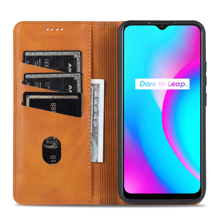 For OPPO Realme C15 / C12 / C25 / Narzo 30A AZNS Magnetic Calf Texture Horizontal Flip Leather Case with Card Slots & Holder & Wallet