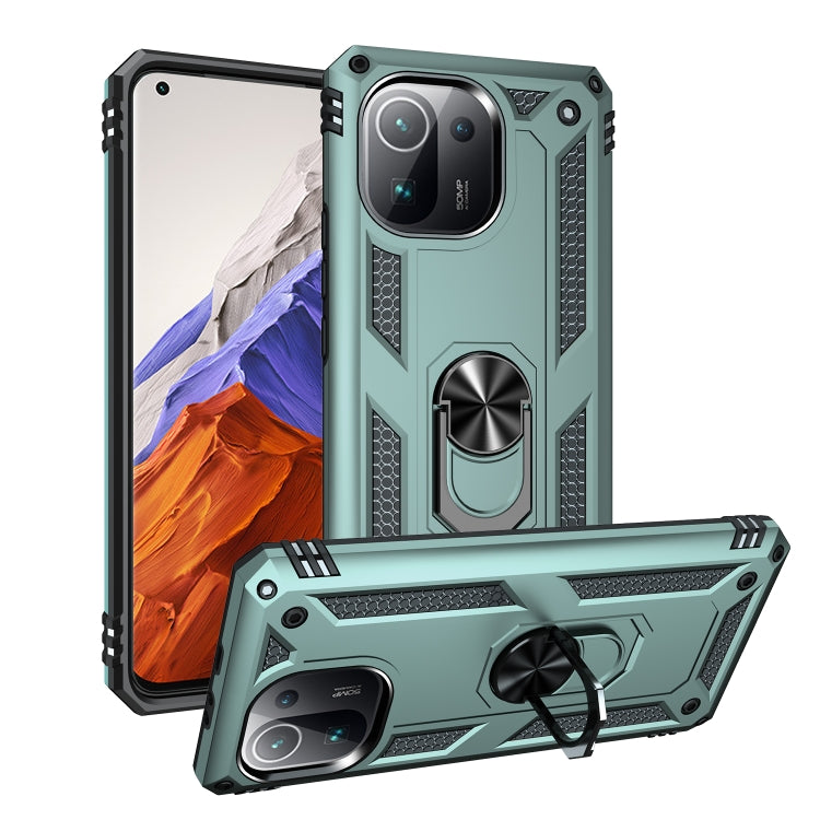 For Xiaomi Mi 11 Pro Shockproof TPU + PC Protective Case with 360 Degree Rotating Holder
