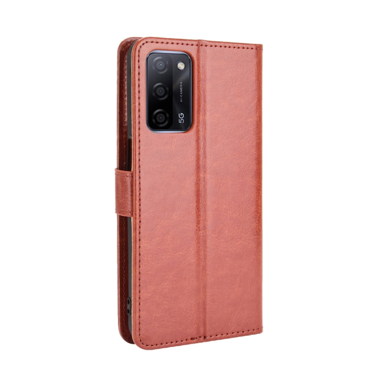 For OPPO A55 5G / A53s 5G Crazy Horse Texture Horizontal Flip Leather Case with Holder & Card Slots & Lanyard