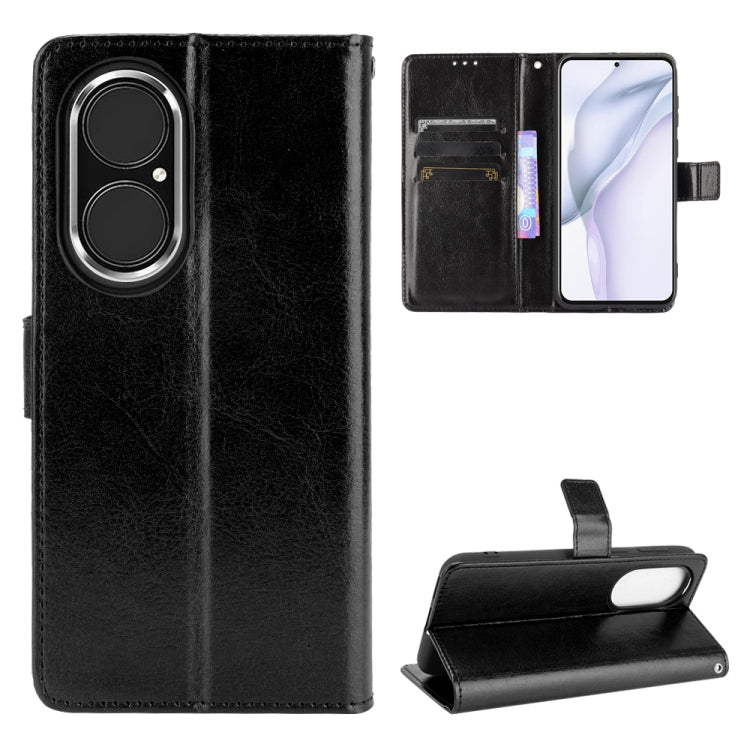 For Huawei P50 Crazy Horse Texture Horizontal Flip Leather Case with Holder & Card Slots & Lanyard