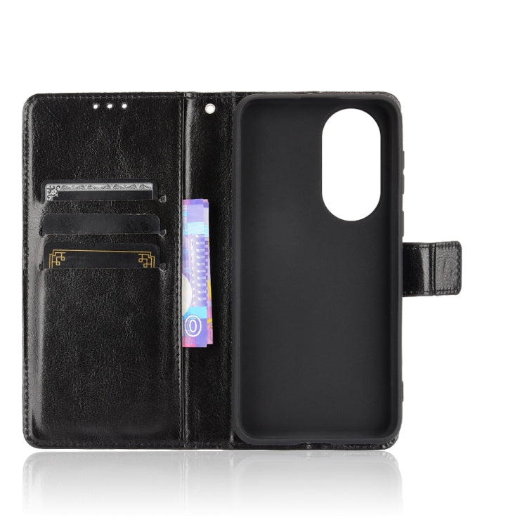 For Huawei P50 Crazy Horse Texture Horizontal Flip Leather Case with Holder & Card Slots & Lanyard
