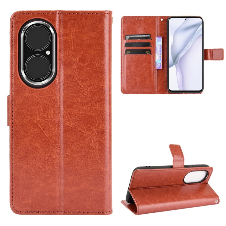 For Huawei P50 Crazy Horse Texture Horizontal Flip Leather Case with Holder & Card Slots & Lanyard