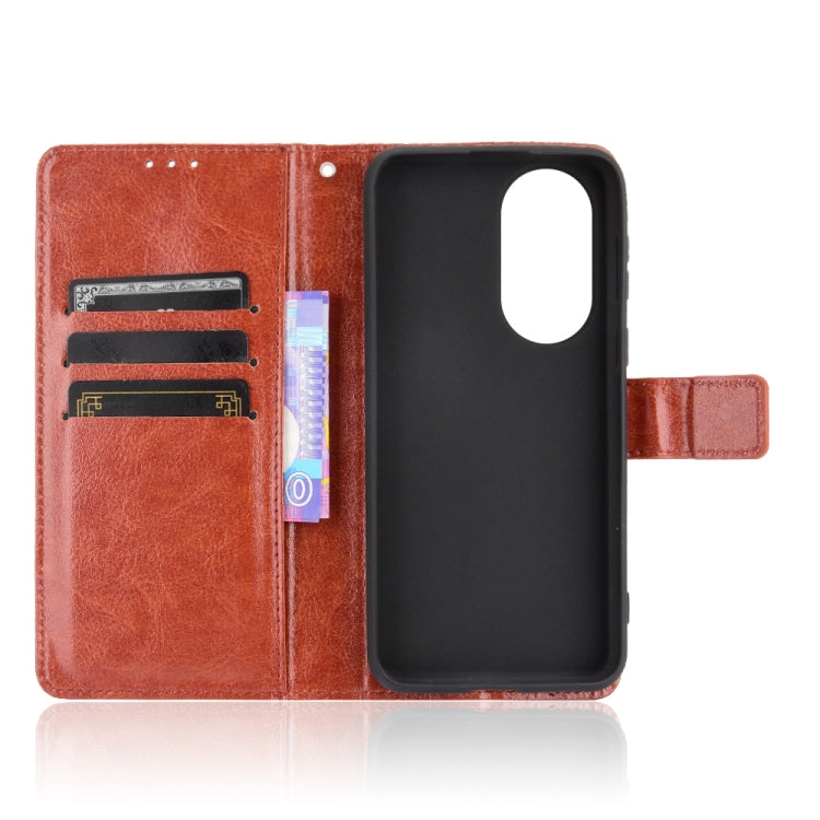For Huawei P50 Crazy Horse Texture Horizontal Flip Leather Case with Holder & Card Slots & Lanyard