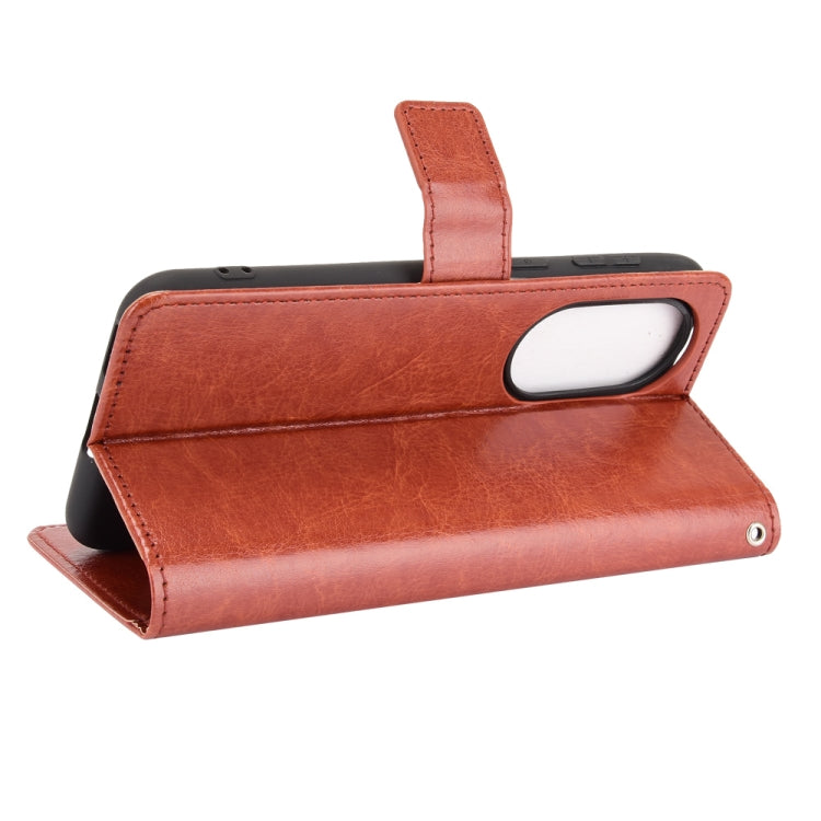 For Huawei P50 Crazy Horse Texture Horizontal Flip Leather Case with Holder & Card Slots & Lanyard