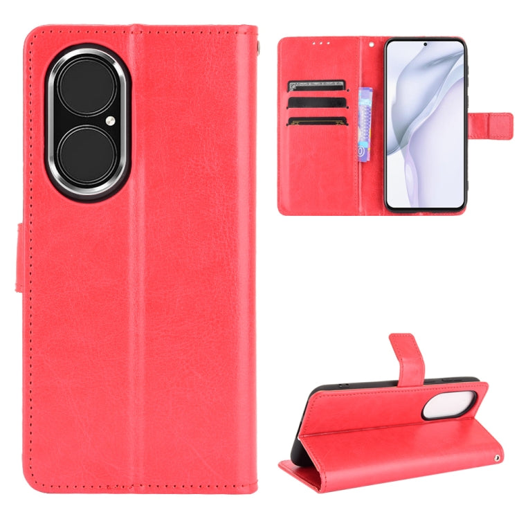 For Huawei P50 Crazy Horse Texture Horizontal Flip Leather Case with Holder & Card Slots & Lanyard