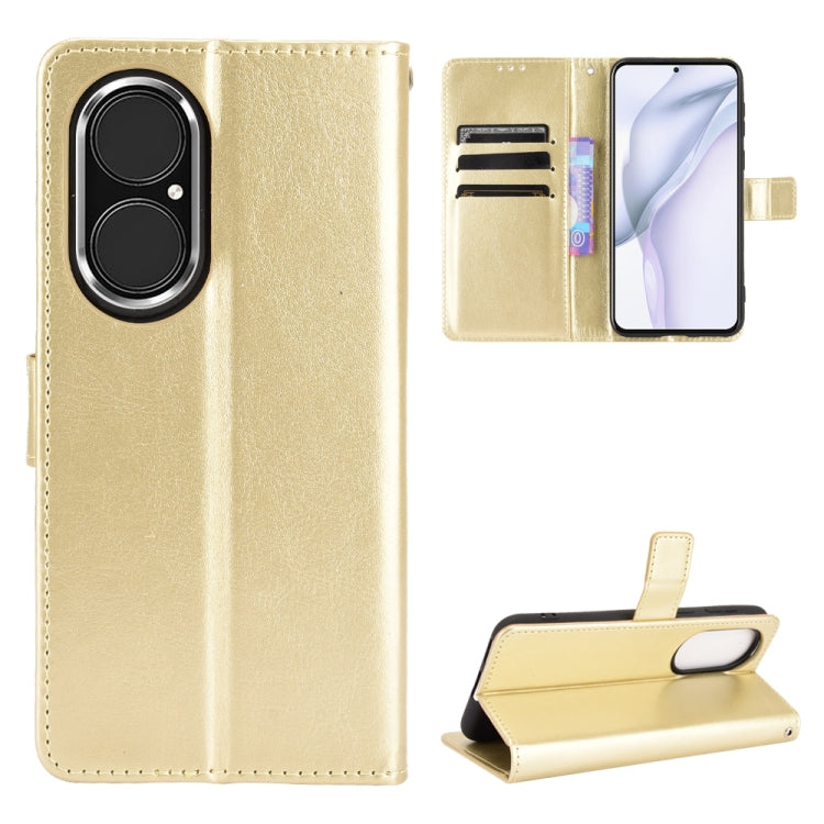 For Huawei P50 Crazy Horse Texture Horizontal Flip Leather Case with Holder & Card Slots & Lanyard