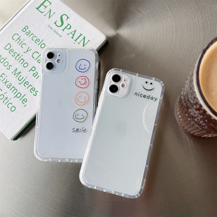 For iPhone 11 Straight Edge Colored Drawing Smiley Face Pattern TPU Protective Case