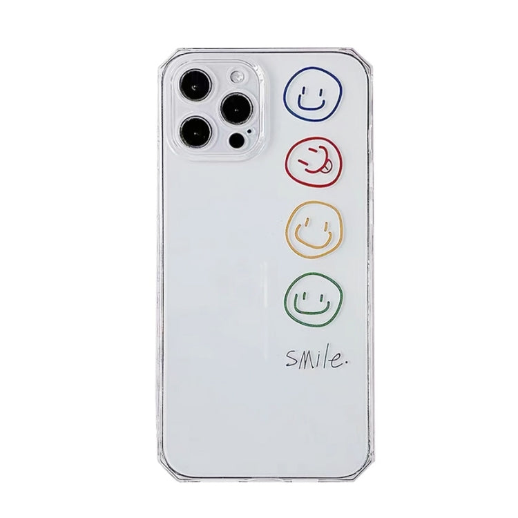 For iPhone 12 Pro Straight Edge Colored Drawing Smiley Face Pattern TPU Protective Case