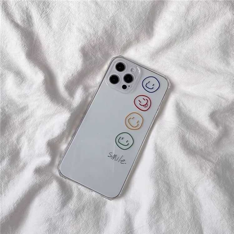 For iPhone 12 Pro Max Straight Edge Colored Drawing Smiley Face Pattern TPU Protective Case