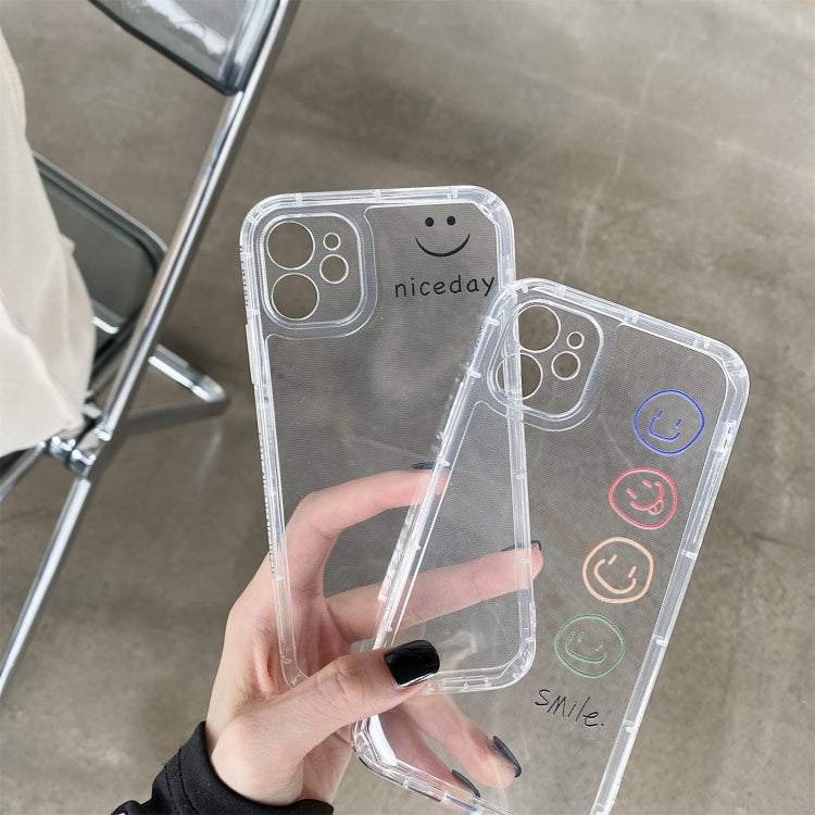 For iPhone 12 Pro Max Straight Edge Colored Drawing Smiley Face Pattern TPU Protective Case