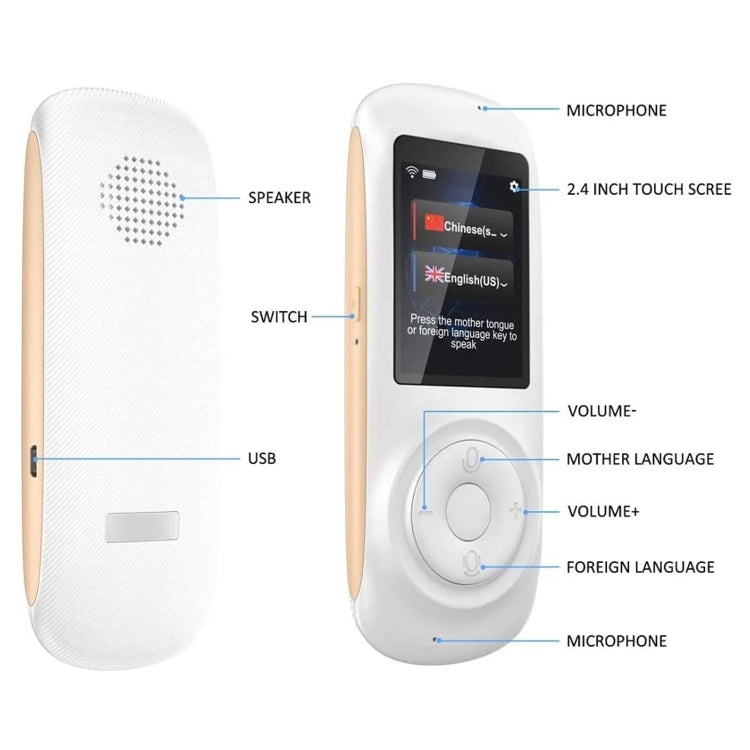 U200 2.4 inch Touch Screen WIFI Smart Voice Translator Business Travel Real Time Translation Machine