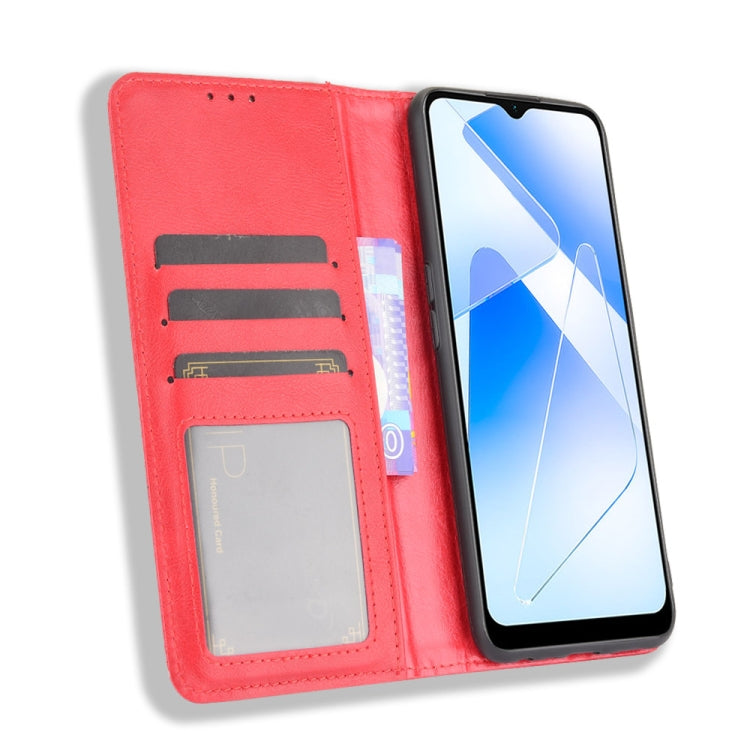 For OPPO A55 5G / A53s 5G Magnetic Buckle Retro Crazy Horse Texture Horizontal Flip Leather Case with Holder & Card Slots & Photo Frame