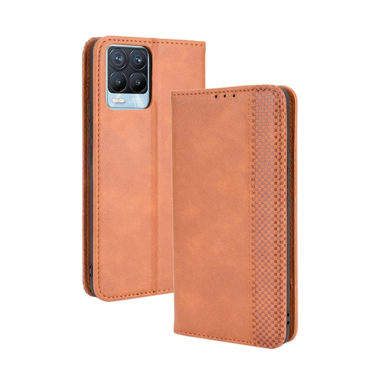 For OPPO Realme 8 4G / Realme 8 Pro 4G Magnetic Buckle Retro Crazy Horse Texture Horizontal Flip Leather Case with Holder & Card Slots & Photo Frame
