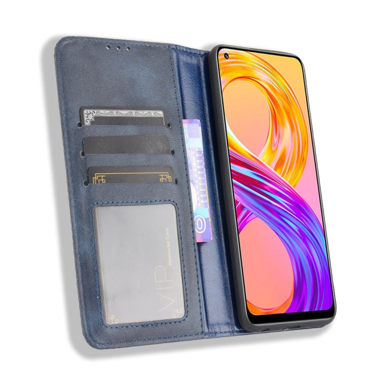 For OPPO Realme 8 4G / Realme 8 Pro 4G Magnetic Buckle Retro Crazy Horse Texture Horizontal Flip Leather Case with Holder & Card Slots & Photo Frame