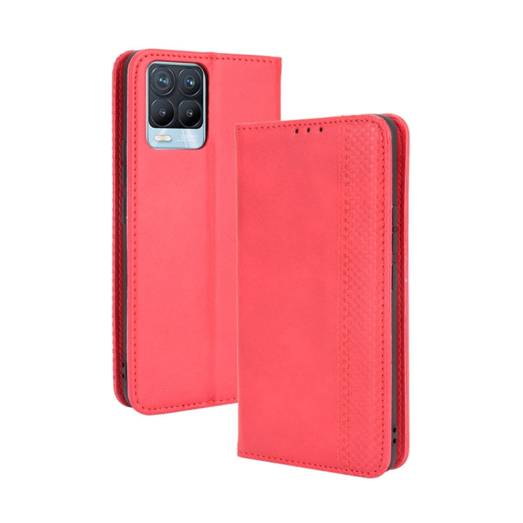 For OPPO Realme 8 4G / Realme 8 Pro 4G Magnetic Buckle Retro Crazy Horse Texture Horizontal Flip Leather Case with Holder & Card Slots & Photo Frame