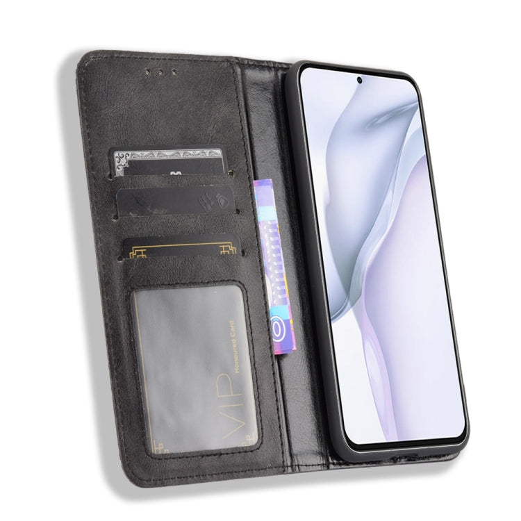 For Huawei P50 Magnetic Buckle Retro Crazy Horse Texture Horizontal Flip Leather Case with Holder & Card Slots & Photo Frame