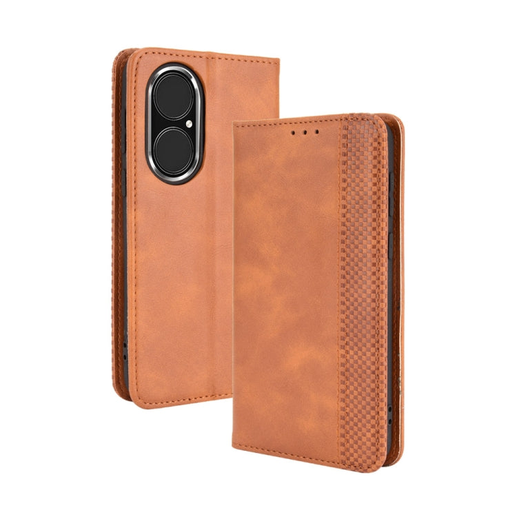 For Huawei P50 Magnetic Buckle Retro Crazy Horse Texture Horizontal Flip Leather Case with Holder & Card Slots & Photo Frame