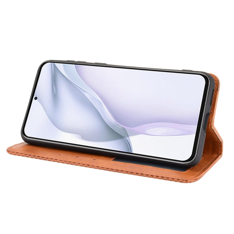 For Huawei P50 Magnetic Buckle Retro Crazy Horse Texture Horizontal Flip Leather Case with Holder & Card Slots & Photo Frame