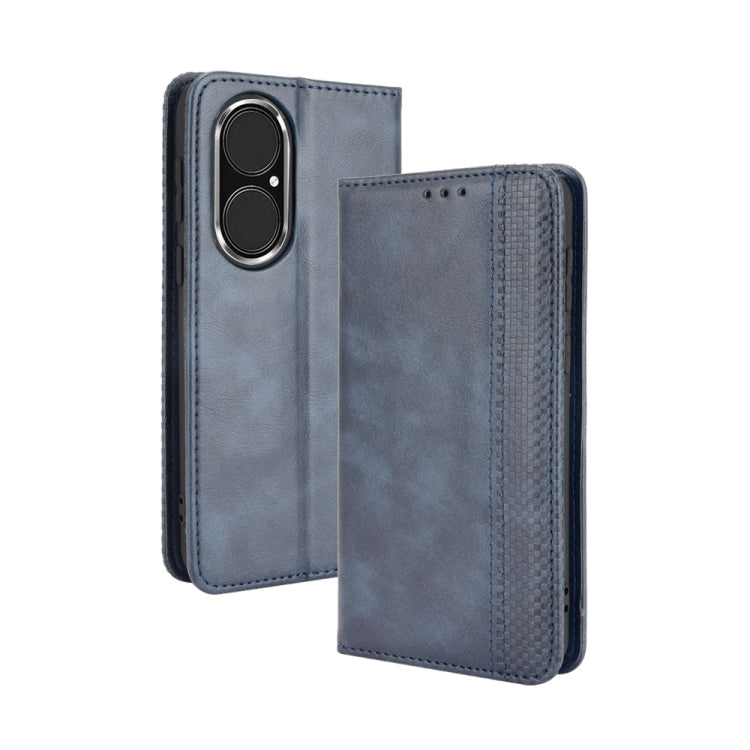 For Huawei P50 Magnetic Buckle Retro Crazy Horse Texture Horizontal Flip Leather Case with Holder & Card Slots & Photo Frame