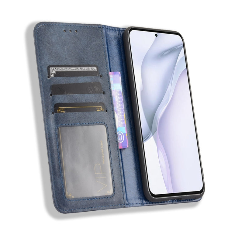 For Huawei P50 Magnetic Buckle Retro Crazy Horse Texture Horizontal Flip Leather Case with Holder & Card Slots & Photo Frame