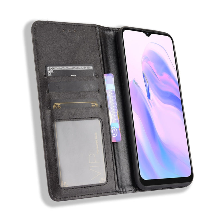 For Blackview A70 (2021) Magnetic Buckle Retro Crazy Horse Texture Horizontal Flip Leather Case with Holder & Card Slots & Photo Frame