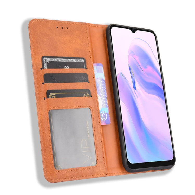 For Blackview A70 (2021) Magnetic Buckle Retro Crazy Horse Texture Horizontal Flip Leather Case with Holder & Card Slots & Photo Frame