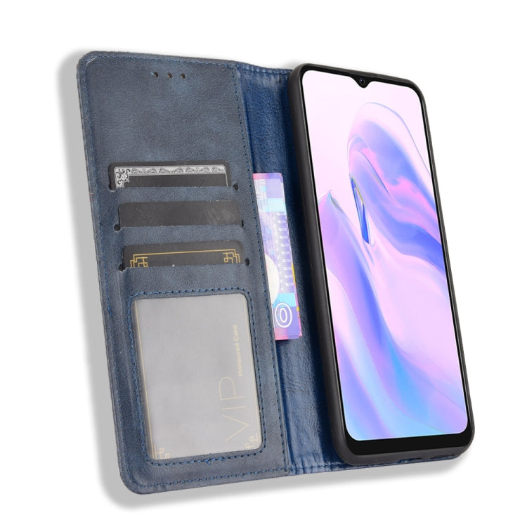 For Blackview A70 (2021) Magnetic Buckle Retro Crazy Horse Texture Horizontal Flip Leather Case with Holder & Card Slots & Photo Frame