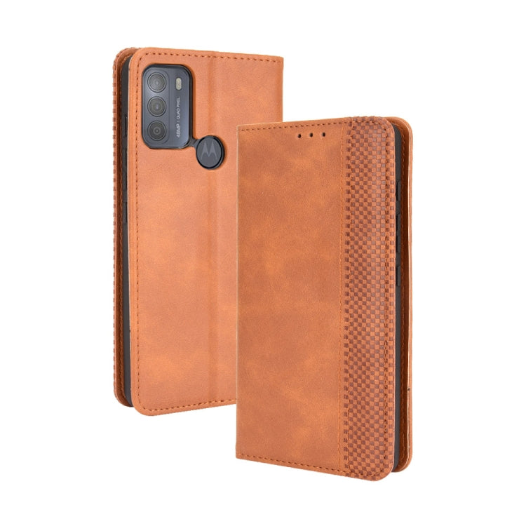 For Motorola Moto G50 Magnetic Buckle Retro Crazy Horse Texture Horizontal Flip Leather Case with Holder & Card Slots & Photo Frame