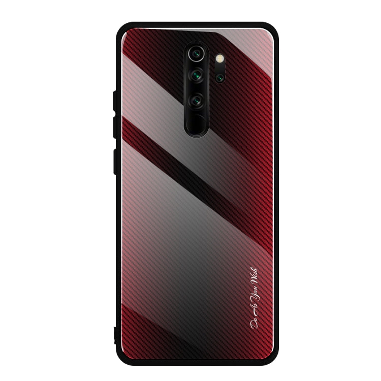 For Xiaomi Redmi Note 8 Pro Carbon Fiber Texture Gradient Color Glass Case