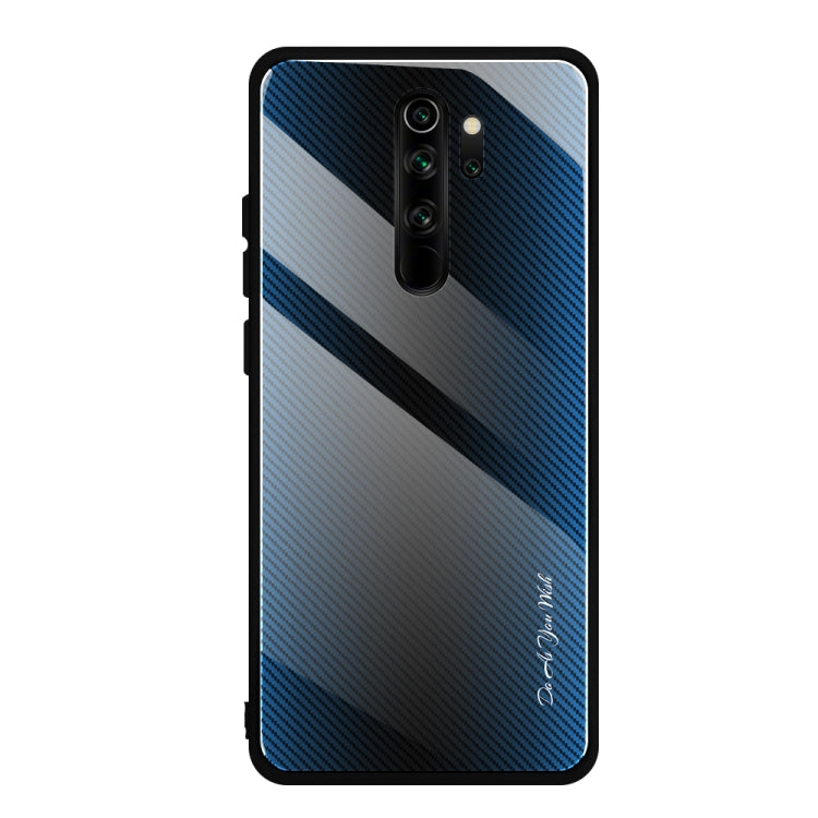 For Xiaomi Redmi Note 8 Pro Carbon Fiber Texture Gradient Color Glass Case