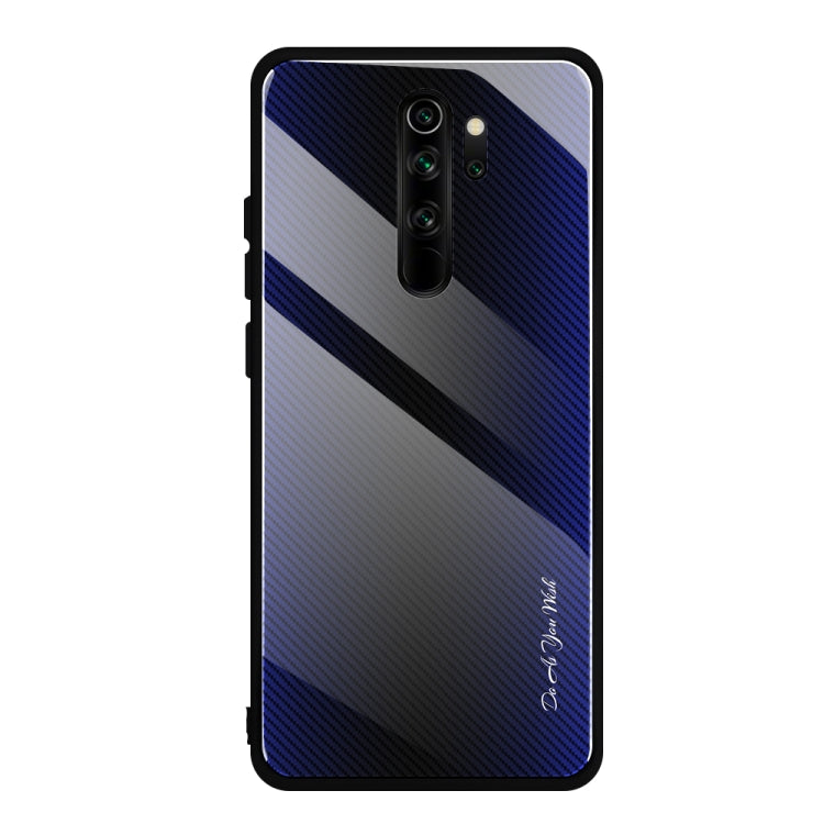 For Xiaomi Redmi Note 8 Pro Carbon Fiber Texture Gradient Color Glass Case