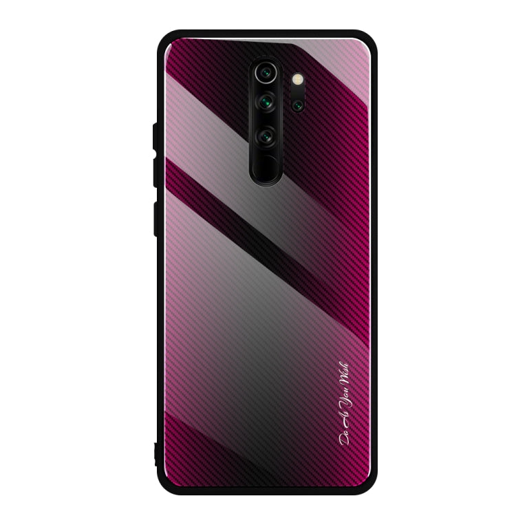 For Xiaomi Redmi Note 8 Pro Carbon Fiber Texture Gradient Color Glass Case